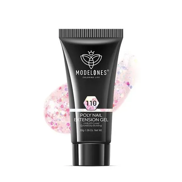 modelones Poly Nail Gel Kaleidoscope polygel glitter rosa