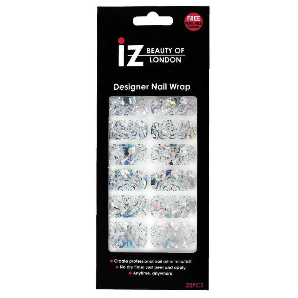 Iz Beauty White Christmas nagelwraps snöflinga holografisk