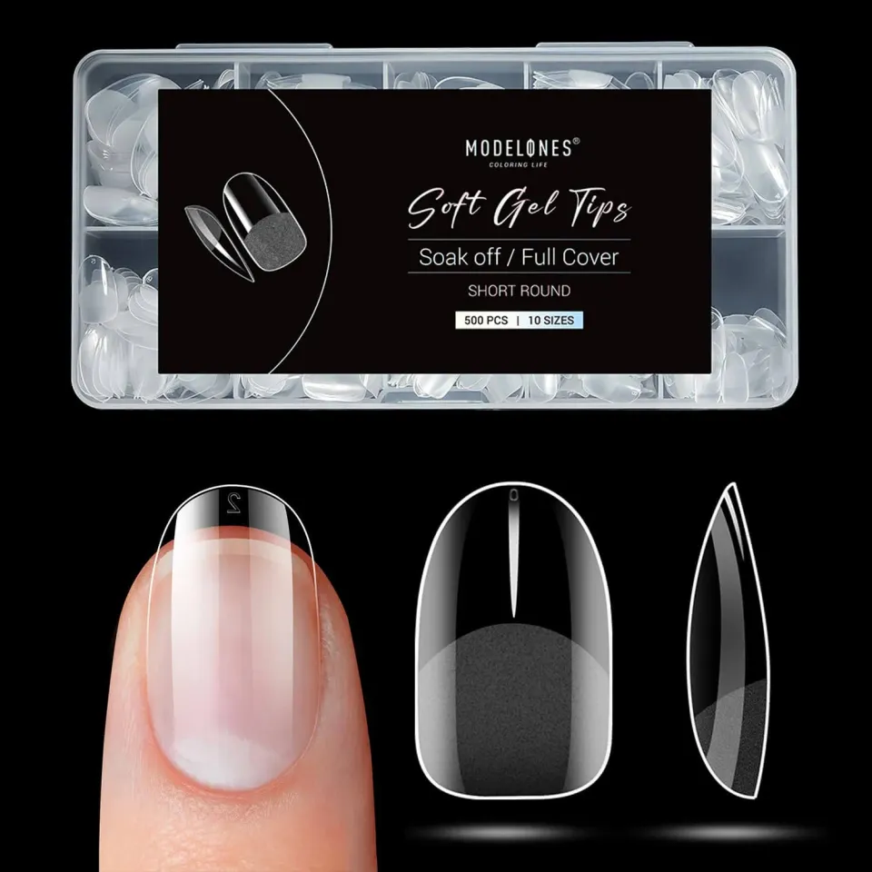 Modelones Full Cover Medium Square nageltippar frostad