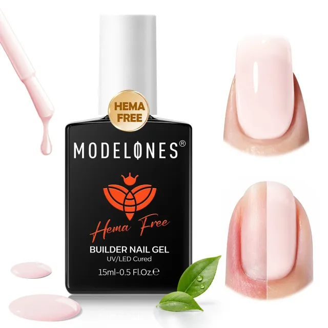 Modelones Milky Pink builder gel byggel 15ml HEMA-fri