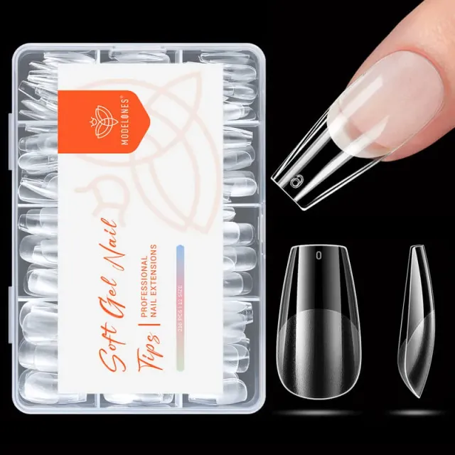 Modelones Semi-Frosted nageltips naturlig flexibel