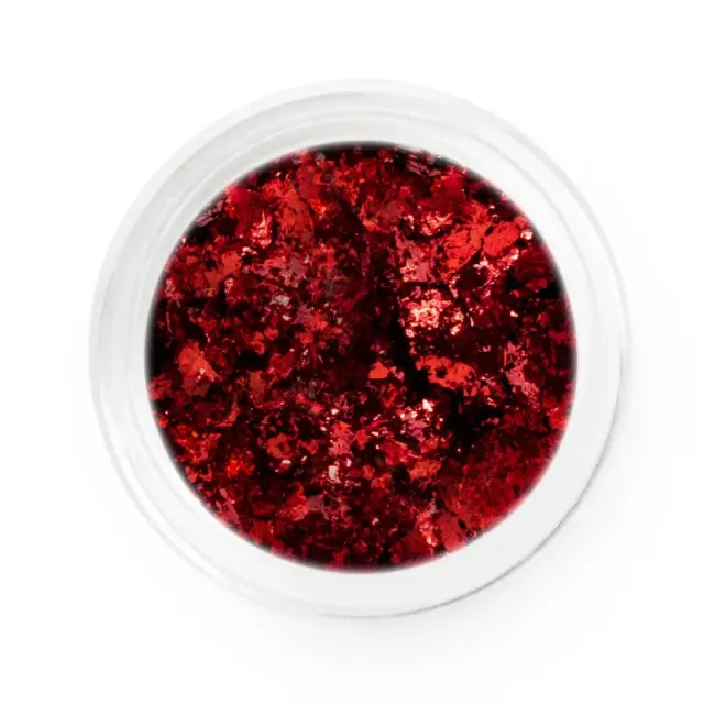Iz Beauty Red Chrome Flakes nagelflagor röd metallic