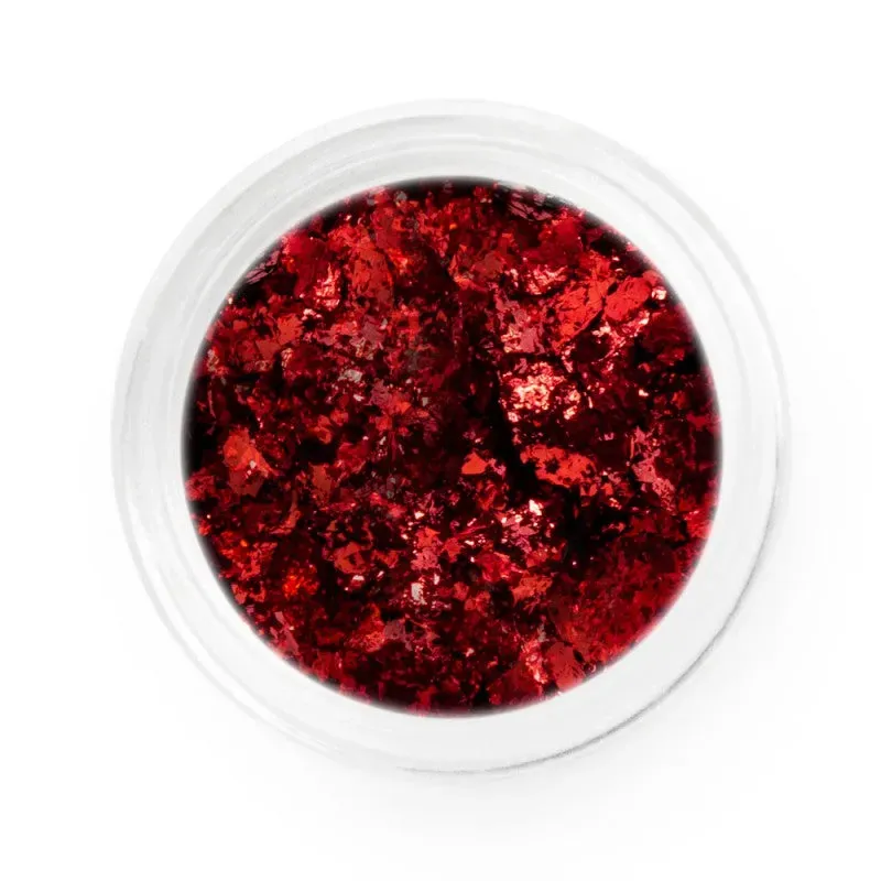 Iz Beauty Red Chrome Flakes nagelflagor röd metallic