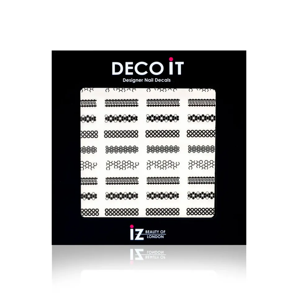 Iz Beauty Deco It Monochrome Helix nageldekaler 30-pack svart