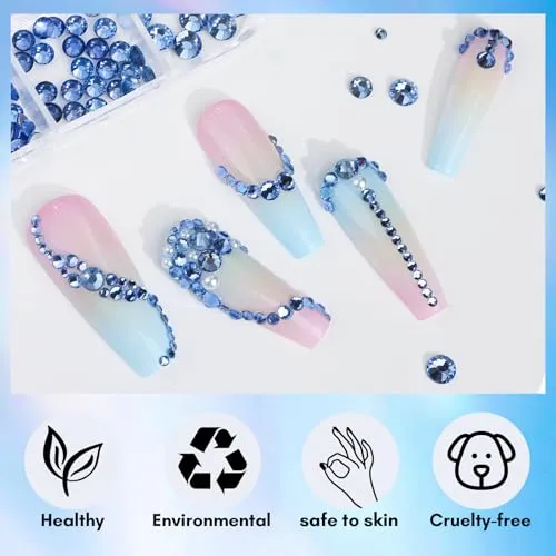 Makartt Multi-Size Rhinestones nagelstenar blå 1110-pack