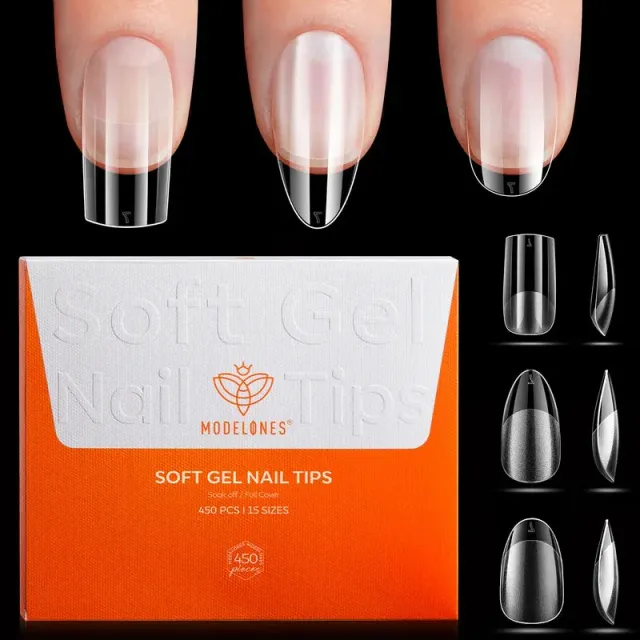 modelones Soft Tips lösnaglar mix oval mandel fyrkantig