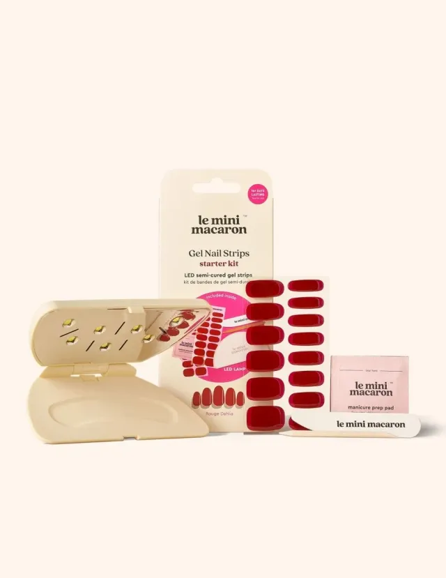 Le Mini Macaron Gel Strips Starter Kit Rouge Dahlia röd