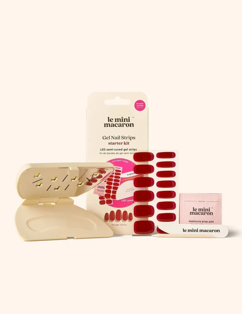 Le Mini Macaron Gel Strips Starter Kit Rouge Dahlia röd