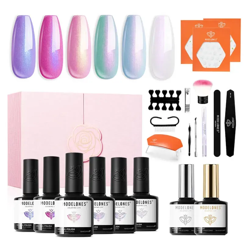 modelones Love Struck gellack kit 22-delar rosa glitter