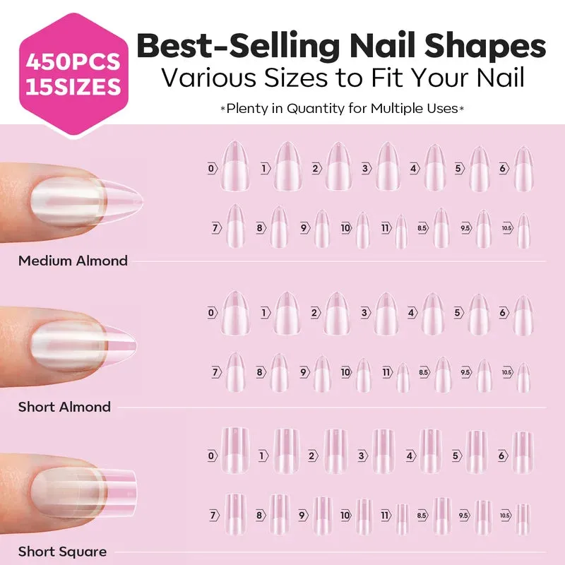 modelones Almond Square nageltippar 600-pack mix soft