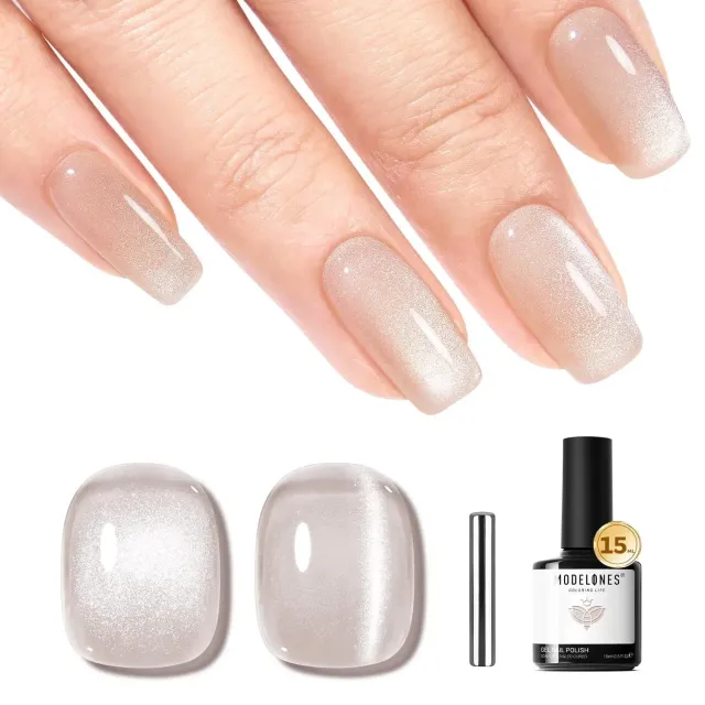 Modelones Cat Eye gellack silver nude 15 ml magnetisk