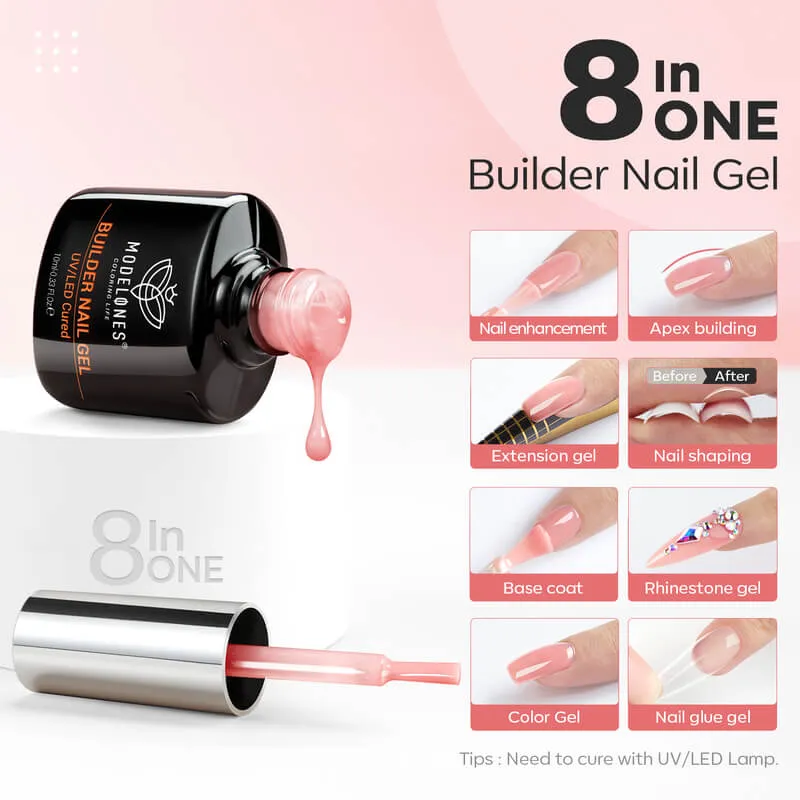 Modelones 8-i-1 Rose Pink builder gel set 3-delar