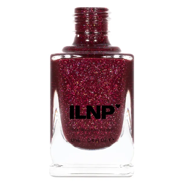 ILNP Vineyard Merlot nagellack vinröd holografisk jelly