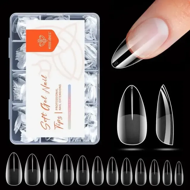 Modelones Semi-Frosted Medium Almond lösnaglar 216-pack halvmatt