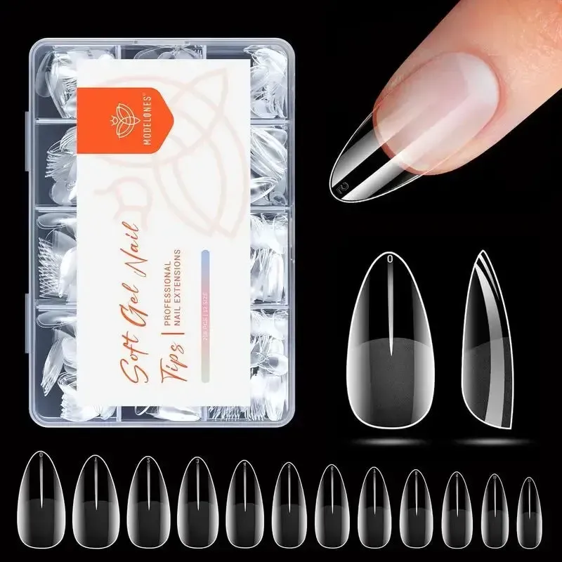 Modelones Semi-Frosted Medium Almond lösnaglar 216-pack halvmatt