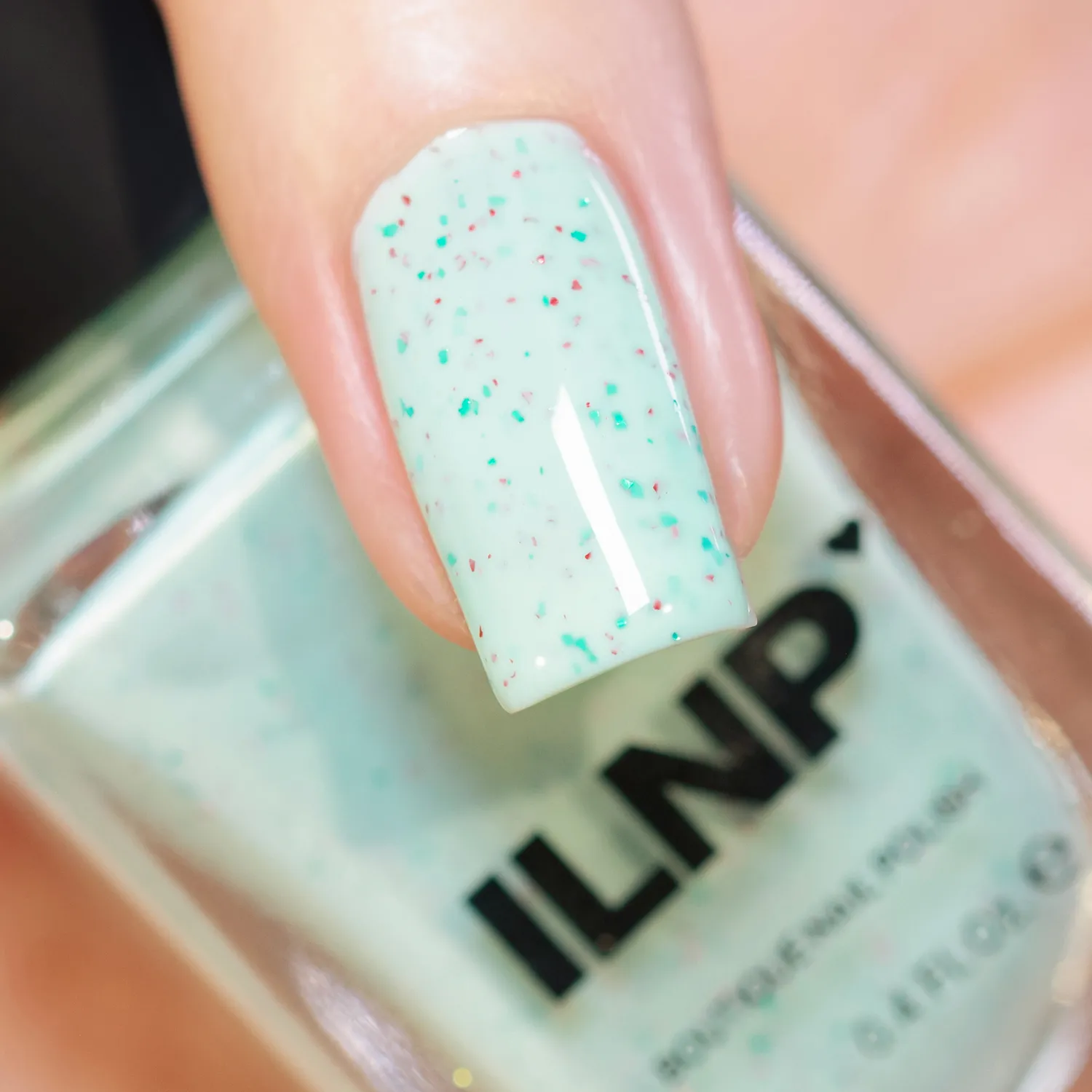 ILNP Santa’s Workshop Toyland nagellack mint röd grön flakes