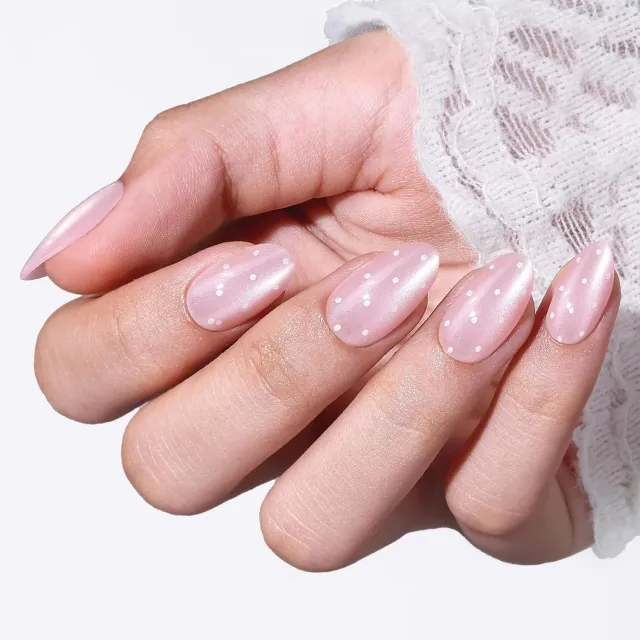 modelones Cat Eye lösnaglar mandel rosa prick 32-pack