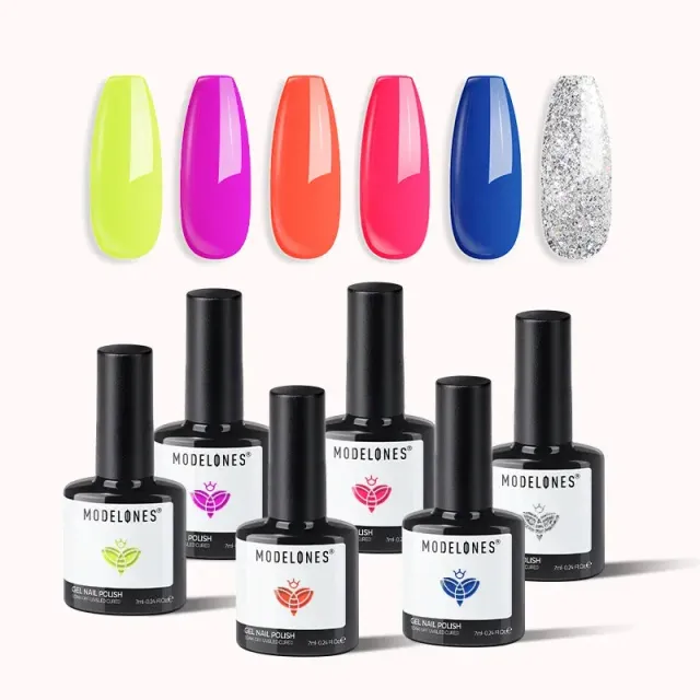 modelones Summer Lovin’ gellack 6-pack kräm och glitter