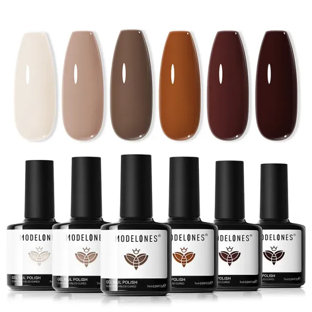 Modelones Neutral Cocoa gellack set 6-pack beige brun