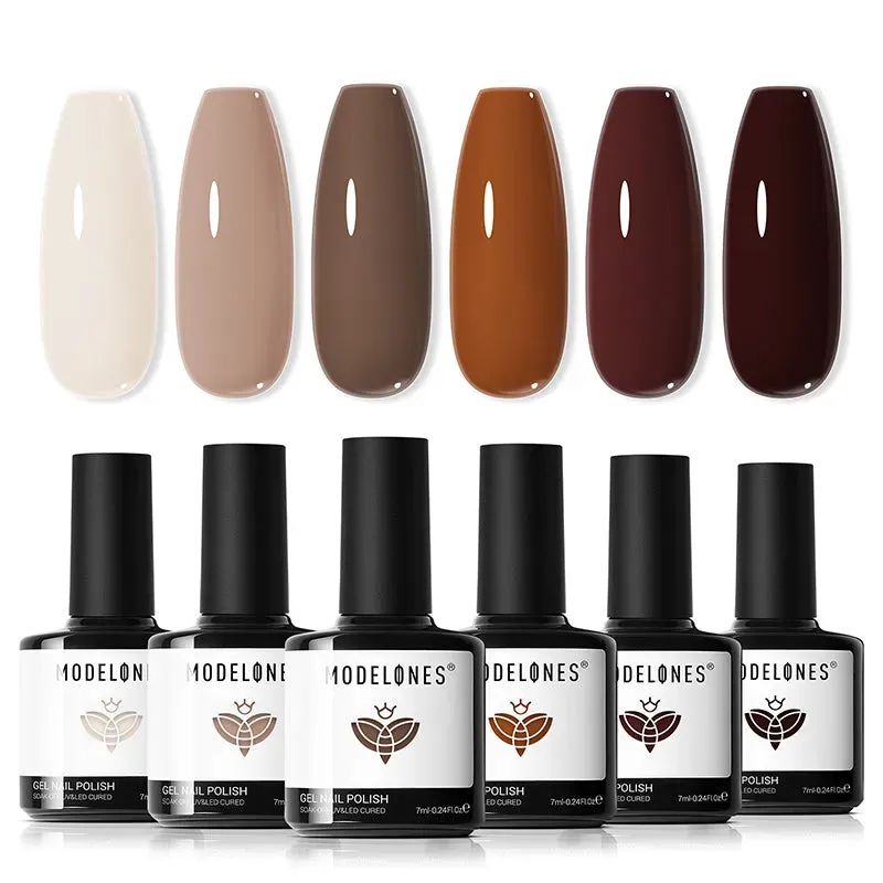 Modelones Neutral Cocoa gellack set 6-pack beige brun