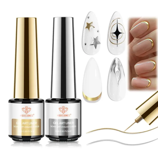 modelones chrome liner gellack guld silver metallic 2-pack