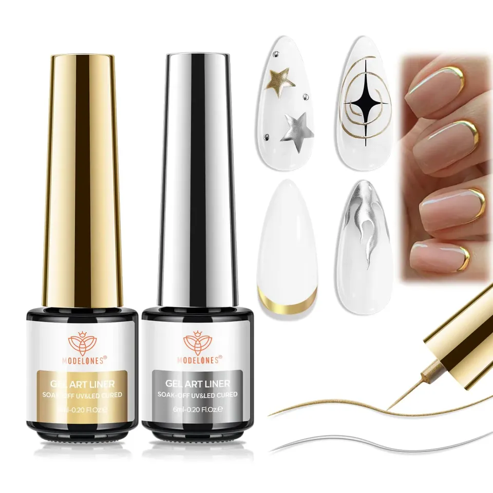 modelones chrome liner gellack guld silver metallic 2-pack