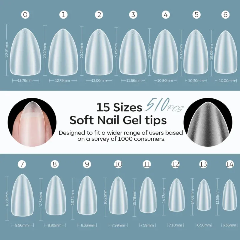 modelones Short Almond nageltippar frosted kort mandel