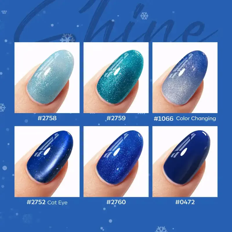 modelones Sapphires Skies gellackset blå cat eye 6 färger