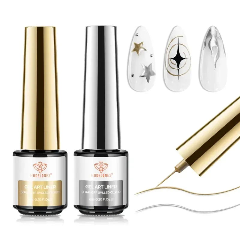 Modelones ExtraDetails Gold Foil liner gel nail art