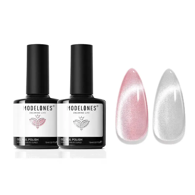modelones Galactic Pink cat eye gellack 2-pack rosa glitter
