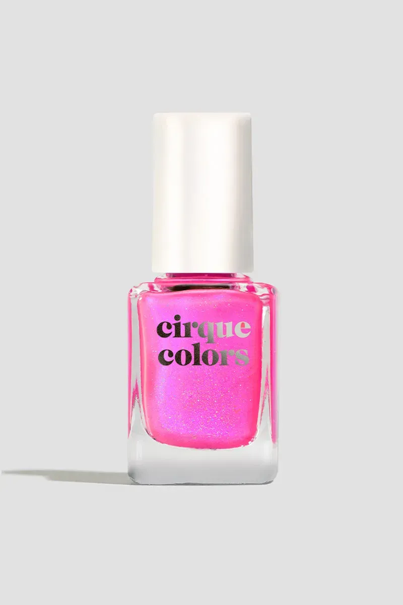 Cirque Colors Flamingo nagellack neonrosa blått skimmer