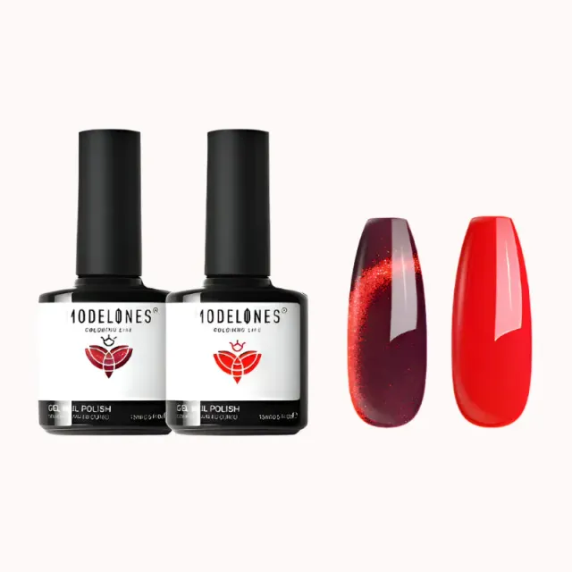 Modelones Ruby Romance gellack 2-pack röd cat eye