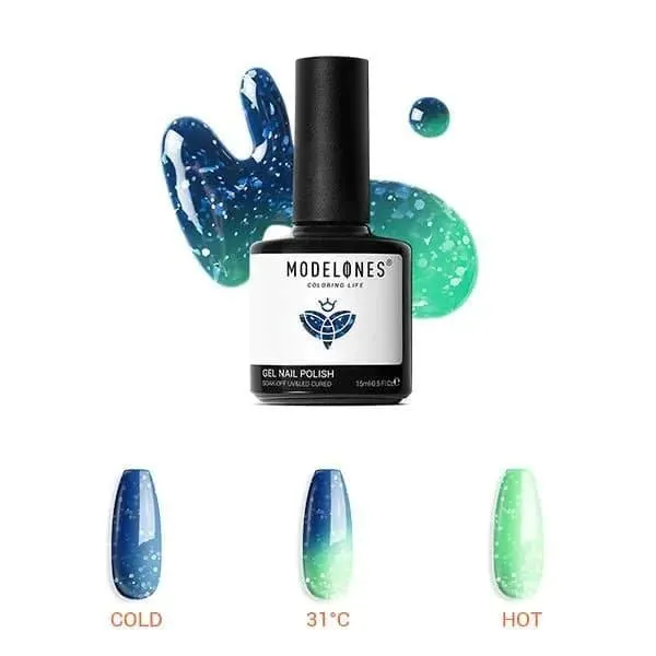 Modelones Four Leaf Clover gellack 15 ml thermal grön