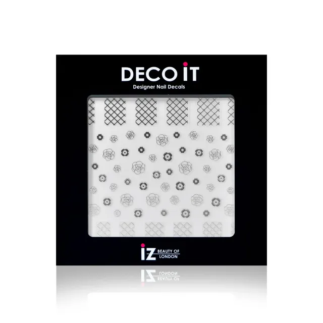 IZ Beauty Cross Hatch Flower nageldekaler svart metallic