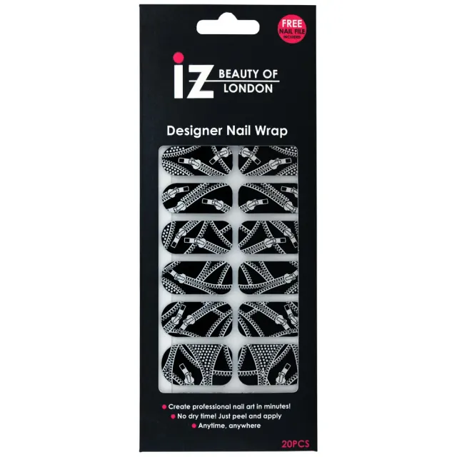Iz Beauty Monochrome Zips nagelwraps dragkedja