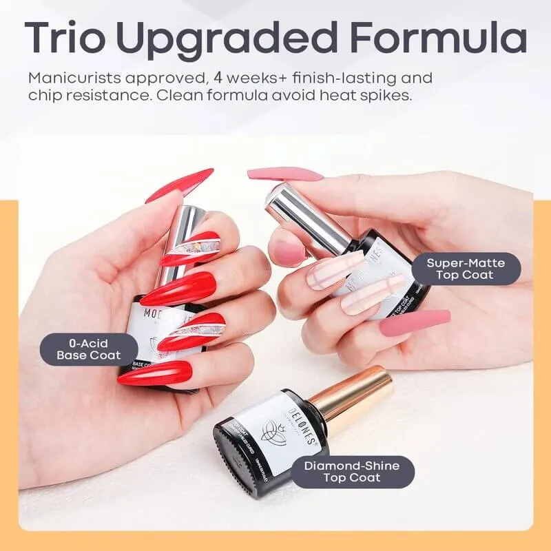 Modelones Matte & Shine base- och topplack gel trio