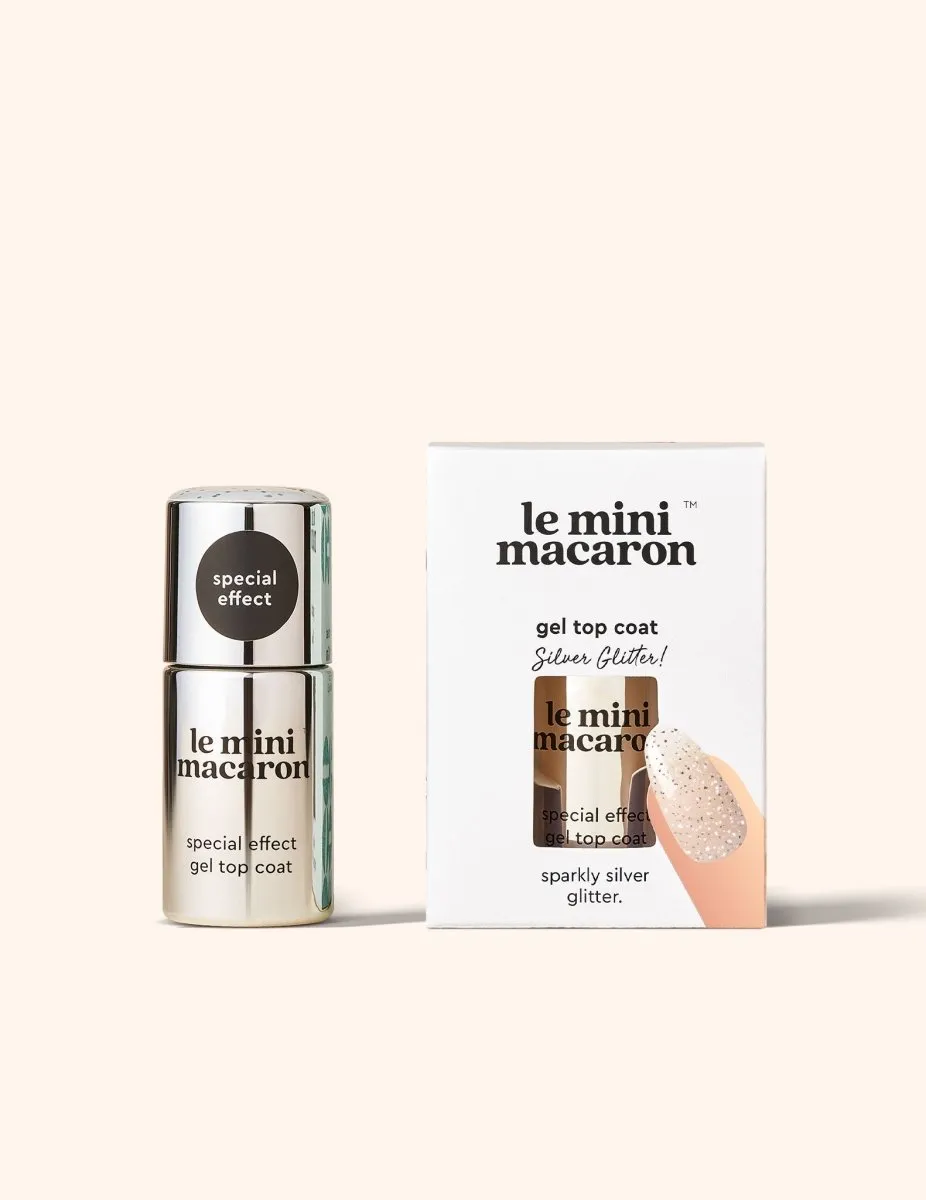 Le Mini Macaron Silver Glitter topplack gel