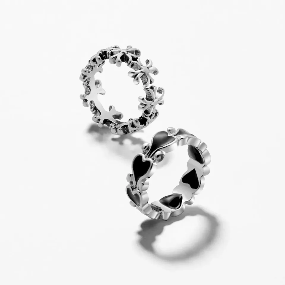 modelones Vintage Silver knuckle ringar set 2-pack silver