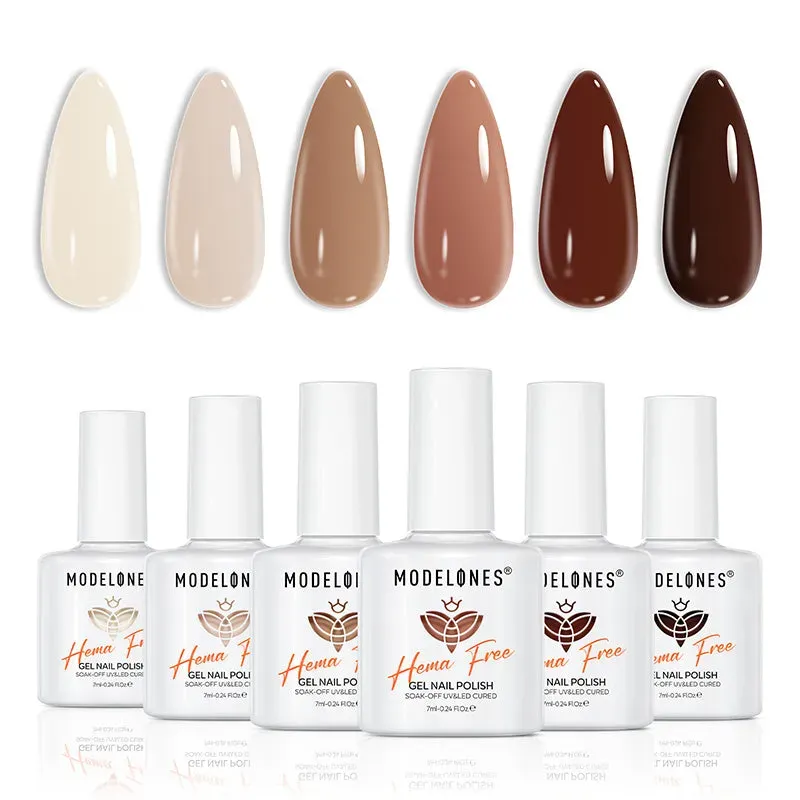 Modelones Neutral Latte gellackset beige 6 färger