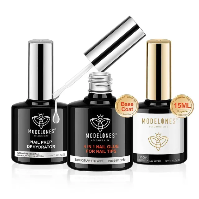 Modelones 4-i-1 nagellim + prep + top 15 ml