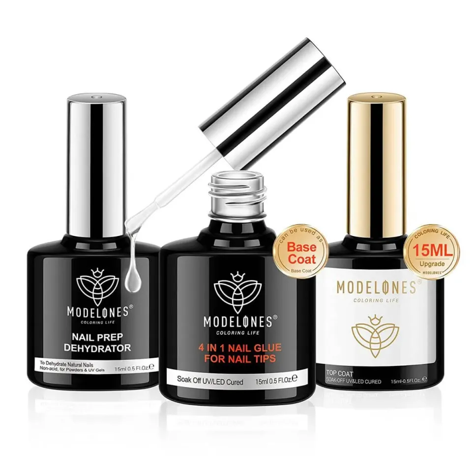 Modelones 4-i-1 nagellim + prep + top 15 ml