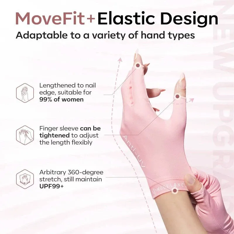 modelones Anti-UV light Nail Glove uv-handske rosa UPF99+