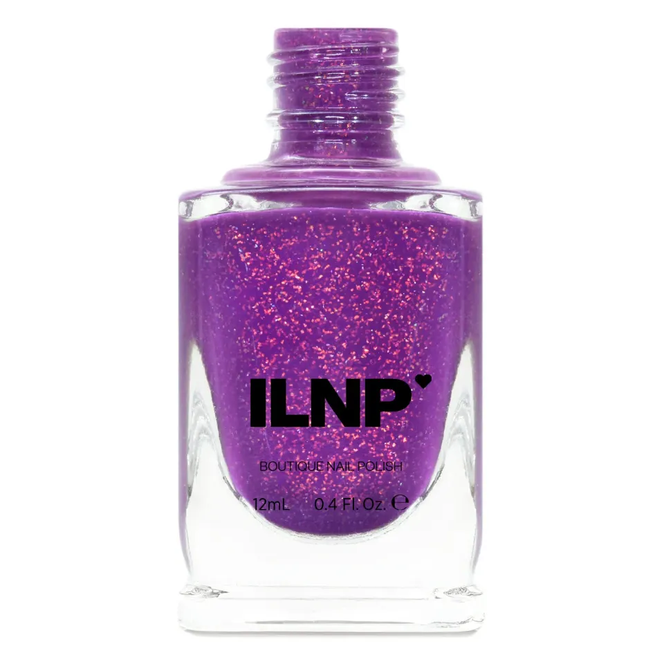 ILNP Paisley nagellack mörkmagenta med röd-guld flakes