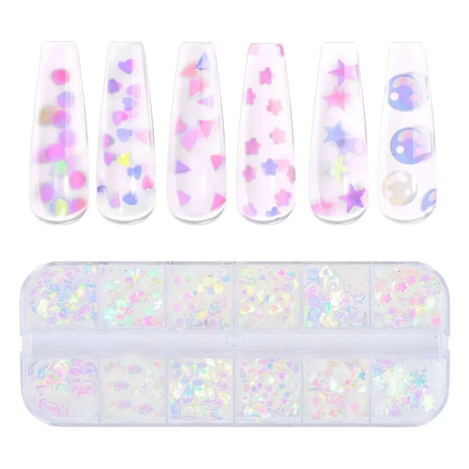 modelones Mylar Flakes nagelglitter rosa iridescent