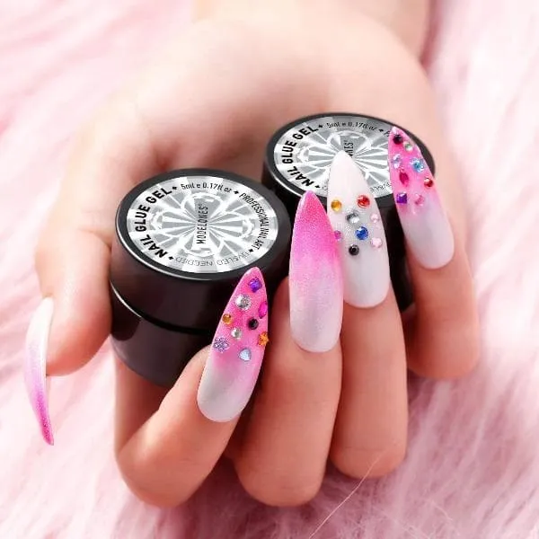 modelones Rhinestone Decoration nagelstenar set med lim