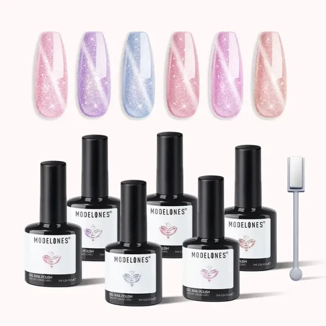 Modelones Holo Rainbow gellack set 6-pack cat eye