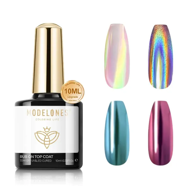Modelones Chrome Powder Top Coat gellack 10 ml spegelglans