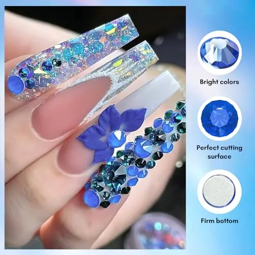 Makartt Multi-Size Rhinestones nagelstenar blå 1110-pack