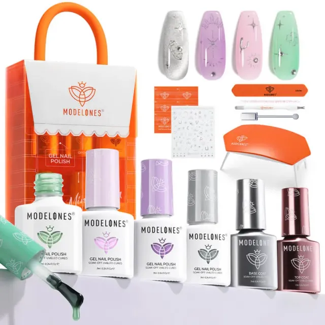 Modelones Crystal Power gellackskit 4 färger minilampa