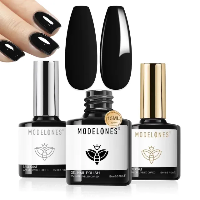 Modelones Base Top Coat Black gellack set 3-pack blank